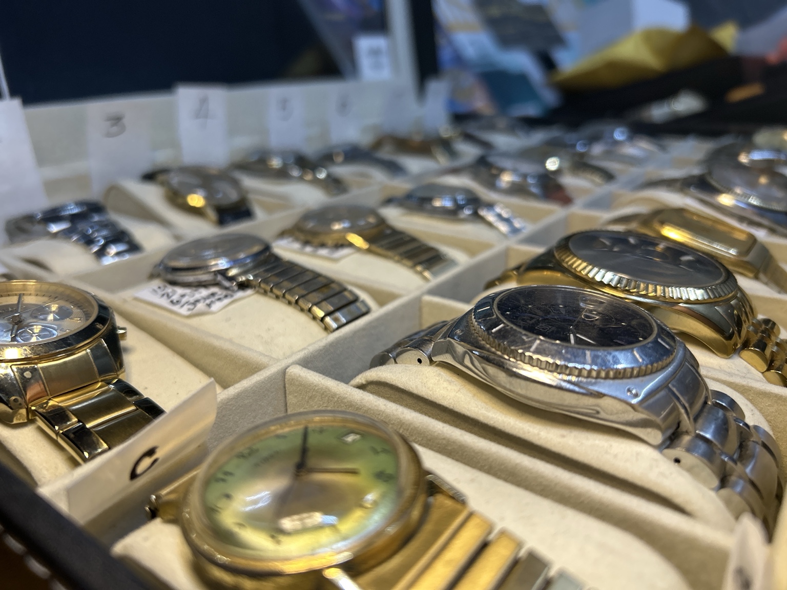 Watches in case tray